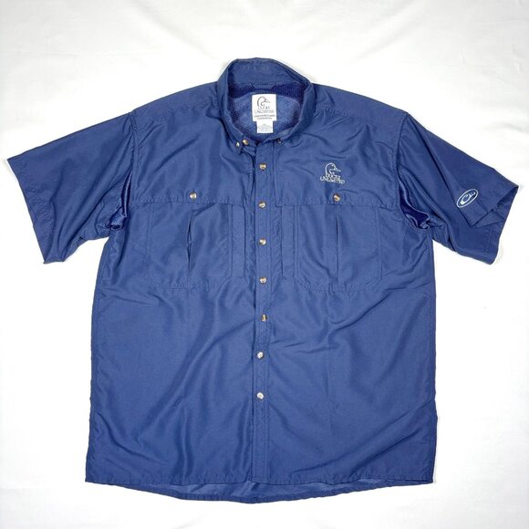 Ducks Unlimited Blue Vented Caped Button-Down Camp Outdoor Fishing Shirt Mens XL - Picture 1 of 9